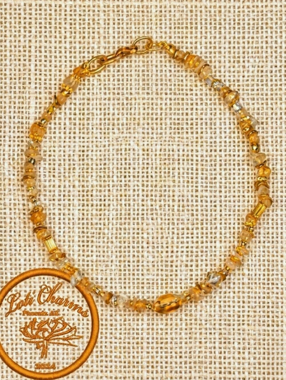 Natural Citrine Stone Chips And Pendant Necklace